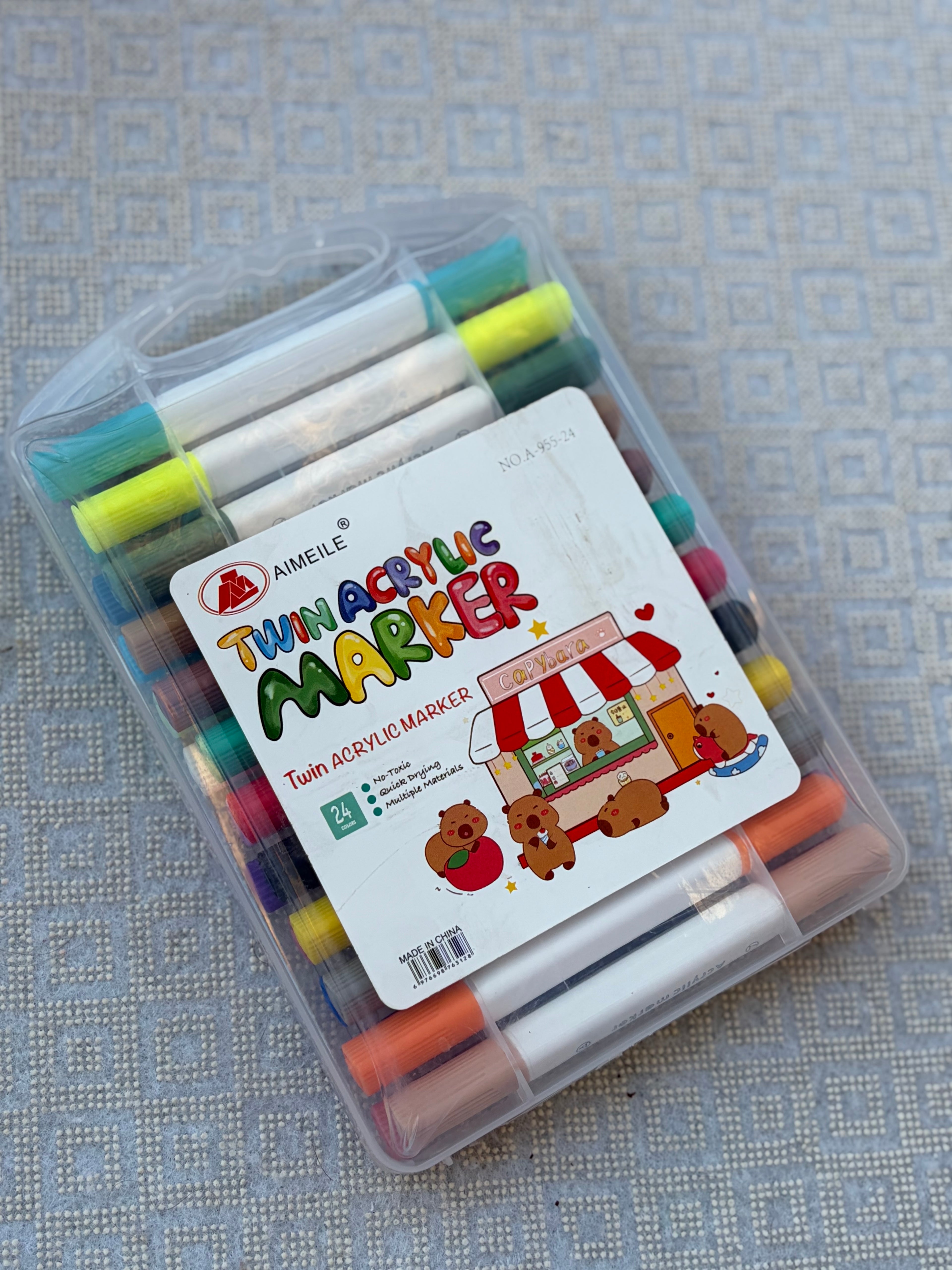 Twin acrylic marker 24- الوان اكريليك ٢ سن - سن ريشة و سن مدبب