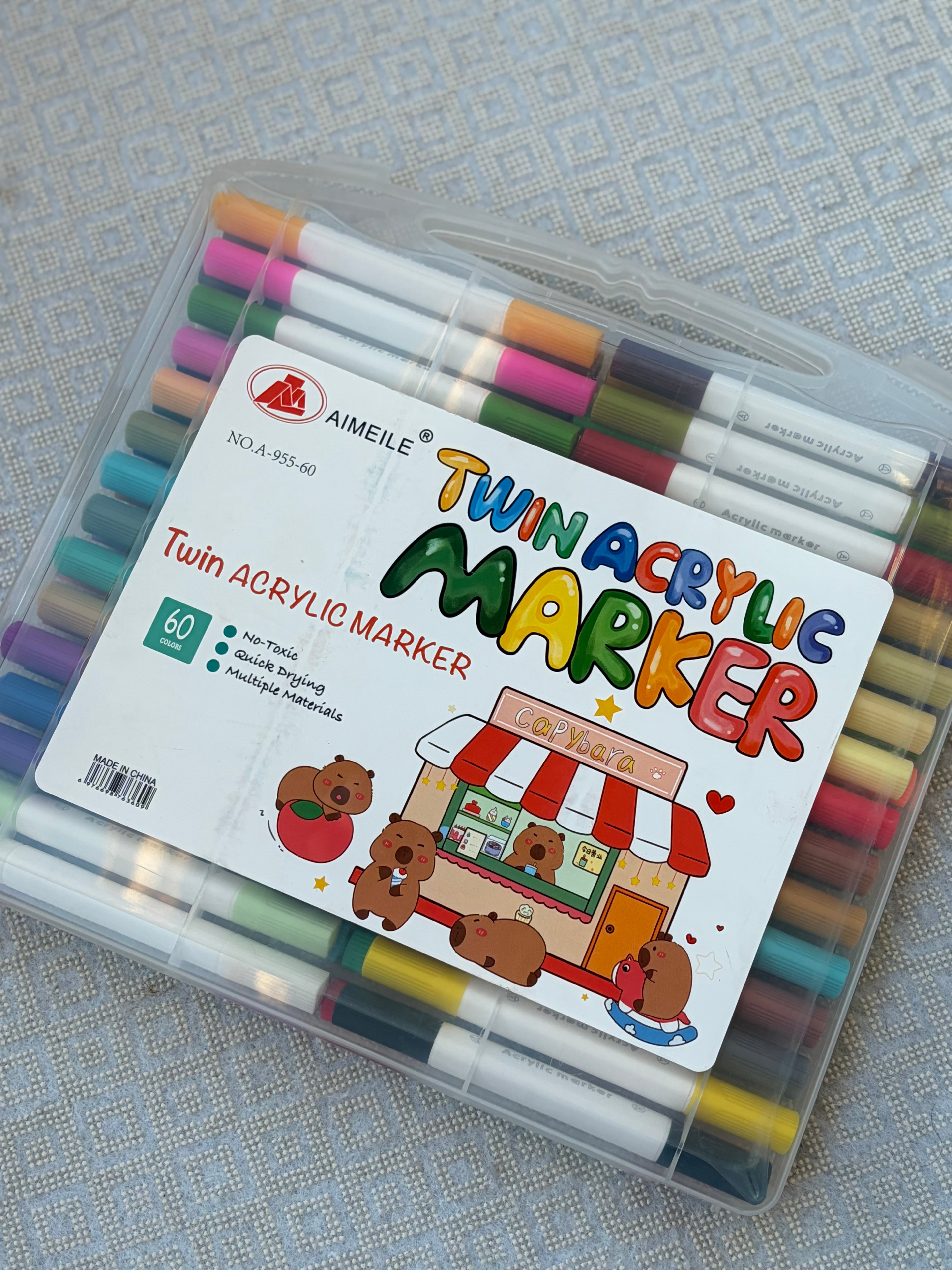 Twin acrylic marker 60- الوان اكريليك ٢ سن - سن ريشة و سن مدبب