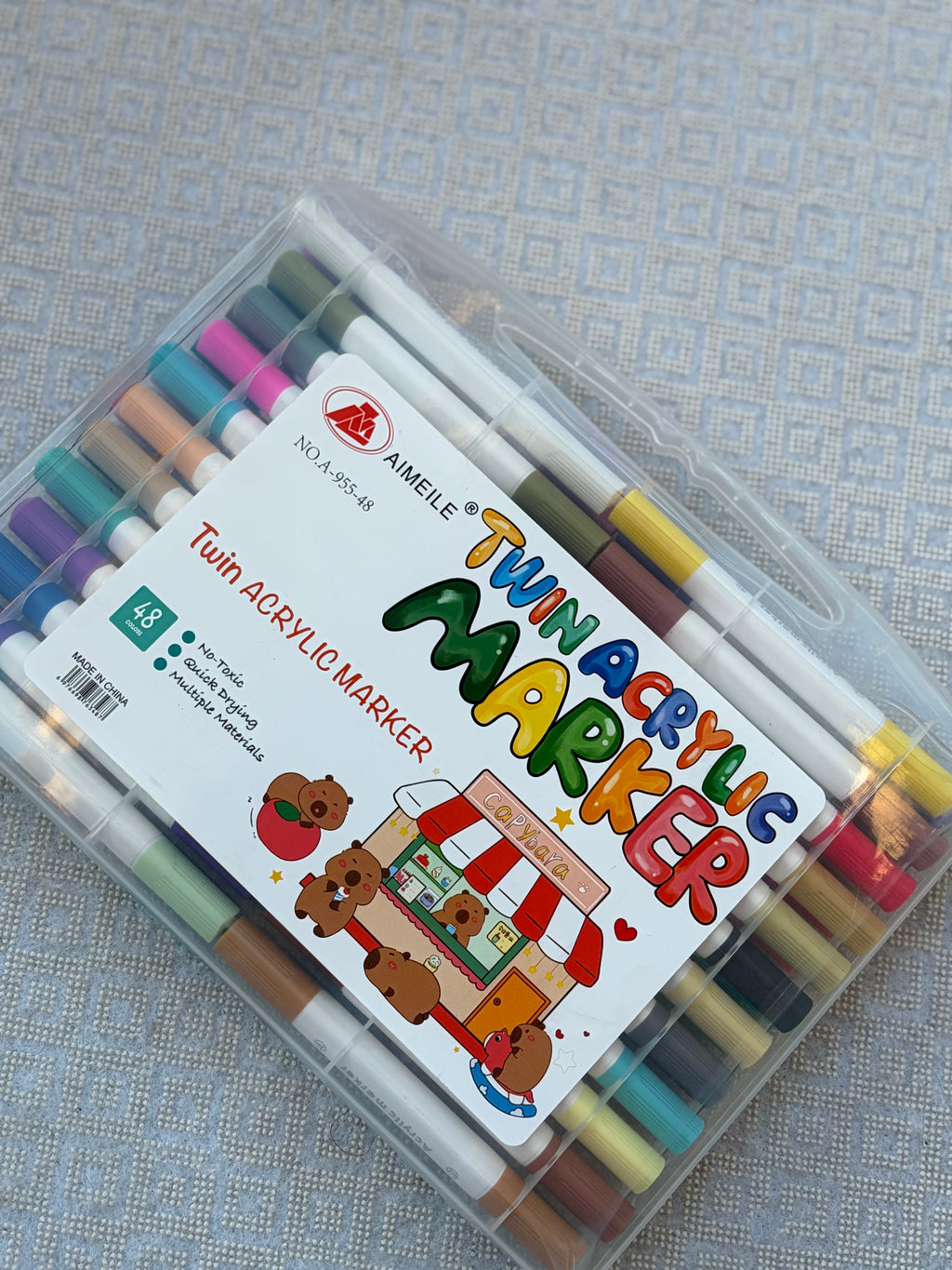 Twin acrylic marker 48- الوان اكريليك ٢ سن - سن ريشة و سن مدبب