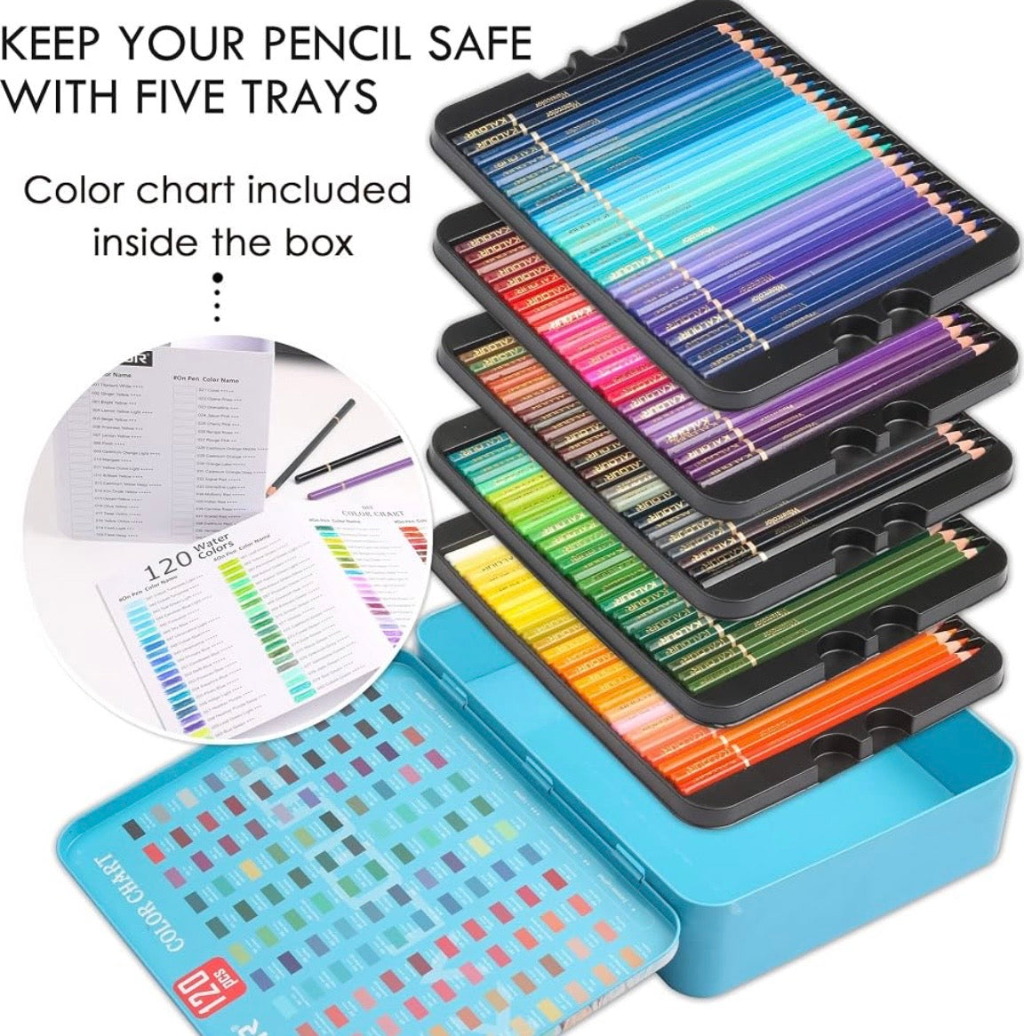 KALOUR Professional Watercolor Pencils - Set of 120 Colors
